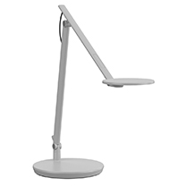 Lampe de travail Nova, socle posé sur une surface, couleur gris clair