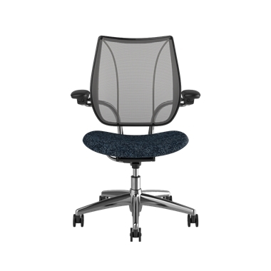 Fauteuil de bureau Liberty, dossier Pinstripe Silver, siège Arda 0771, cadre poli avec surpiqûres noires Picture 2