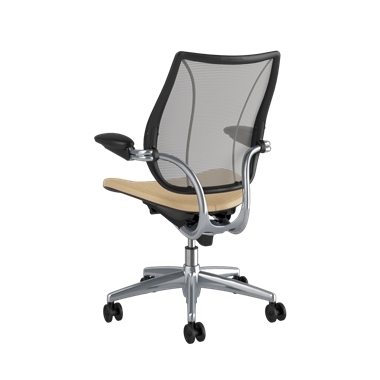 Fauteuil de bureau Liberty, dossier Pinstripe Silver, siège Ticinio Sand, cadre poli avec surpiqûres noires Picture 3