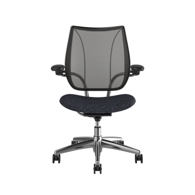 Fauteuil de bureau Liberty, dossier Pinstripe Black, siège Vanir 0693, cadre poli avec surpiqûres noires Picture 2