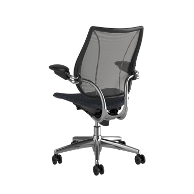 Fauteuil de bureau Liberty, dossier Pinstripe Black, siège Vanir 0693, cadre poli avec surpiqûres noires Picture 3