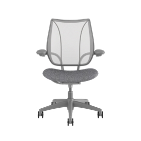 Fauteuil de bureau Liberty, dossier Pinstripe White, siège Remix 14 Cadre Argent avec surpiqûres argent Picture 2