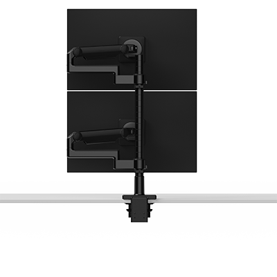 Bras support d’écrans double empilé (un au-dessus de l’autre) M/Flex M2.1, liaison dynamique 8 po, mât 24 po, VESA 100 × 100 mm