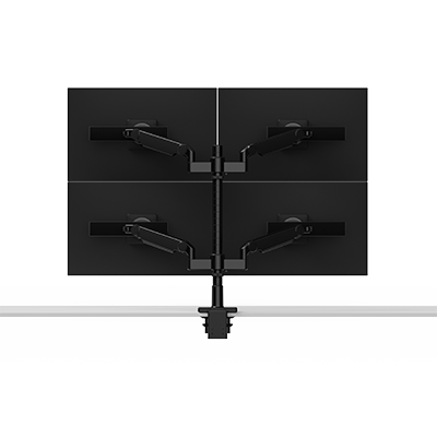 Bras support d’écrans quadruple empilé (deux au-dessus de deux) M/Flex M2.1, liaisons dynamiques avec curseur, mât 24 po, VESA 100 × 100 mm