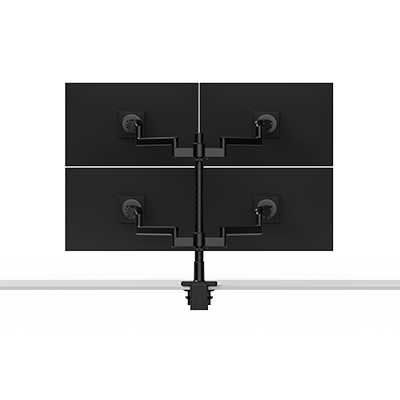 Bras support d’écrans quadruple empilé (deux au-dessus de deux) M/Flex M2.1, liaison dynamique 8 po, mât 24 po, VESA 100 × 100 mm