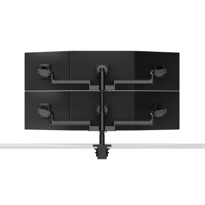 Bras support de six écrans empilés (trois au-dessus de trois) M/Flex M2.1, liaisons dynamiques 12 po avec curseur, mât 30 po, VESA 100 × 100 mm